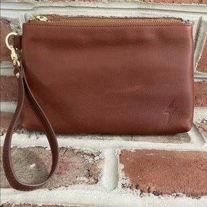 Lightning Bolt Leather Clutch in Brandy